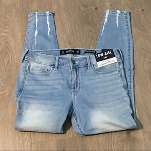 NEW Hollister Low Rise Crop Super Skinny Jeans 7R Hem Detail